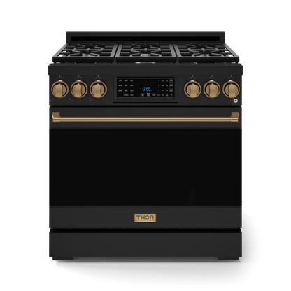 THOR KITCHEN RSG36BBRZ 36 Inch Professional Gas Range With Tilt Panel Touch Control In BLA...