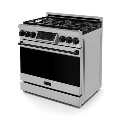 THOR KITCHEN RSG36BLK 36 Inch Professional Gas Range With Tilt Panel Touch Control In STA...