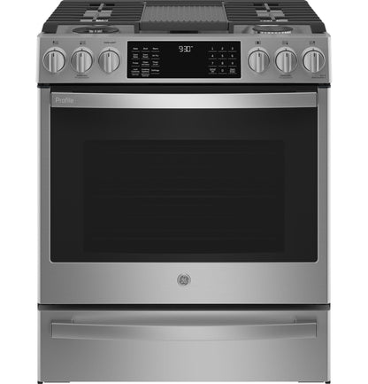 GE APPLIANCES PGS930YPFS GE Profile 30"" Smart Slide-in Front-control Gas Fingerprint RES...