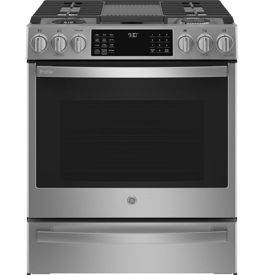 GE APPLIANCES PGS930YPFS GE Profile 30"" Smart Slide-in Front-control Gas Fingerprint RES...