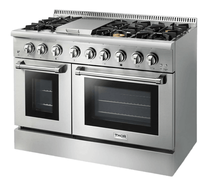 THOR KITCHEN HRD4803ULP 48 Inch Professional Dual Fuel Range In Stainless Steel - Liquid PR...