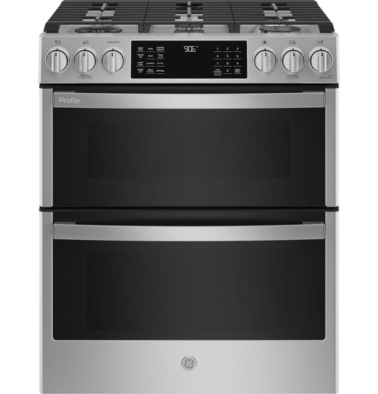 GE APPLIANCES PGS960YPFS GE Profile 30"" Smart Slide-in Front-control Gas Double Oven CON...