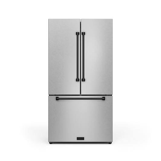 THOR KITCHEN RF3621CTD99BLK 36 Inch 20.3 Cu Ft French Door Counter Depth Refrigerator With Ice ...