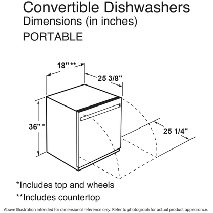 GE APPLIANCES GPT145SSLSS Ge 18"" Portable Dishwasher