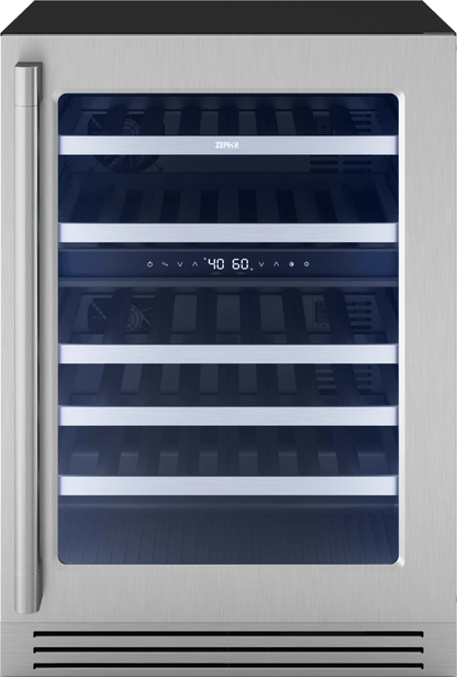 ZEPHYR PRPW24C02CG Presrv Pro Wine Cooler, 24in Under Cabinet, Ss+glass, Reverse Door, ...