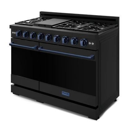 THOR KITCHEN RSG48EBBLU 48 Inch Professional Gas Range With Tilt Panel Touch Control In BLA...