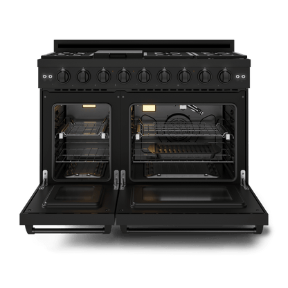 THOR KITCHEN RSG48EBLP 48 Inch Professional Lp Range With Tilt Panel Touch Control In BLAC...