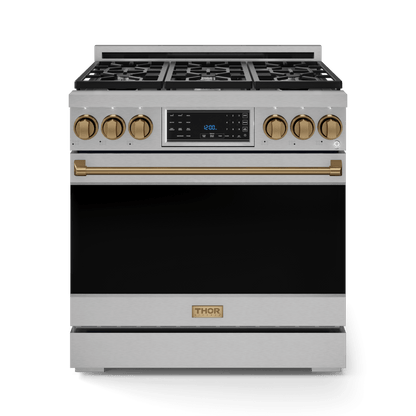 THOR KITCHEN RSG36BRZ 36 Inch Professional Gas Range With Tilt Panel Touch Control In STA...
