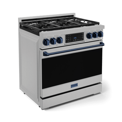THOR KITCHEN RSG36BLU 36 Inch Professional Gas Range With Tilt Panel Touch Control In STA...