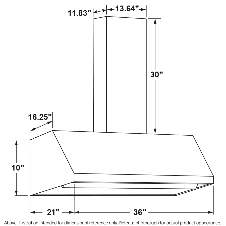 GE APPLIANCES UVW8364SPSS GE Appliances 36"" Designer Wall Mount Hood W/ Dimmable LED Lighting