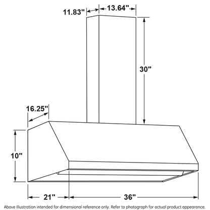 GE APPLIANCES UVW8364SPSS GE Appliances 36"" Designer Wall Mount Hood W/ Dimmable LED Lighting