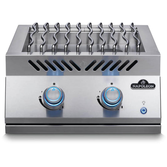 NAPOLEON BBQ BIB18RTNSS Built-in 700 Series Dual Range Top Burner With Stainless Steel COVE...