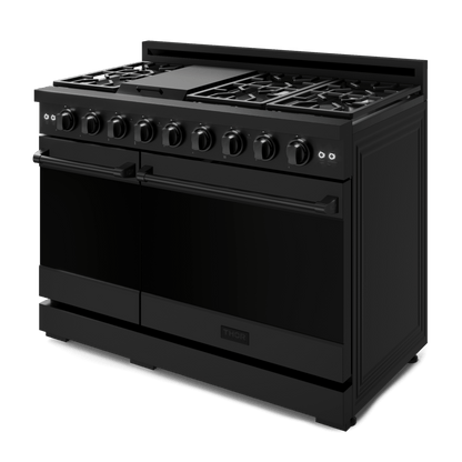 THOR KITCHEN RSG48EBLP 48 Inch Professional Lp Range With Tilt Panel Touch Control In BLAC...