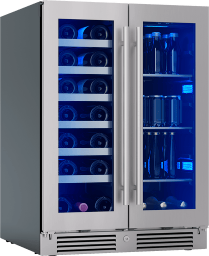 ZEPHYR PRWB24C32CG Zephyr 24"" French Door Dual Zone Wine & Beverage Cooler