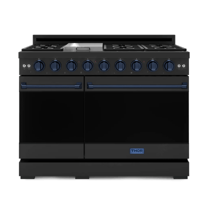 THOR KITCHEN RSG48EBBLU 48 Inch Professional Gas Range With Tilt Panel Touch Control In BLA...