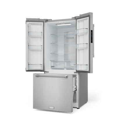 THOR KITCHEN RF3017FFD99 30 Inch 17.7 Cu Ft French Door Counter Depth Refrigerator With Ice ...