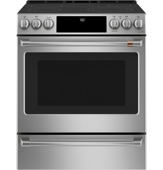 CAFE CES700P2MS1 Cafe 30"" Slide-in Front Control Radiant and Convection Range ...