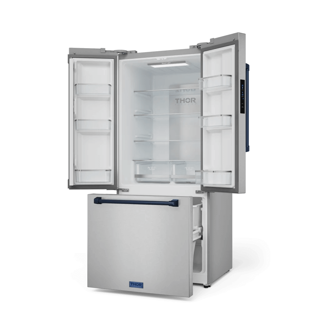 THOR KITCHEN RF3017FFD99BLU 30 Inch 17.7 Cu Ft French Door Counter Depth Refrigerator With Ice ...