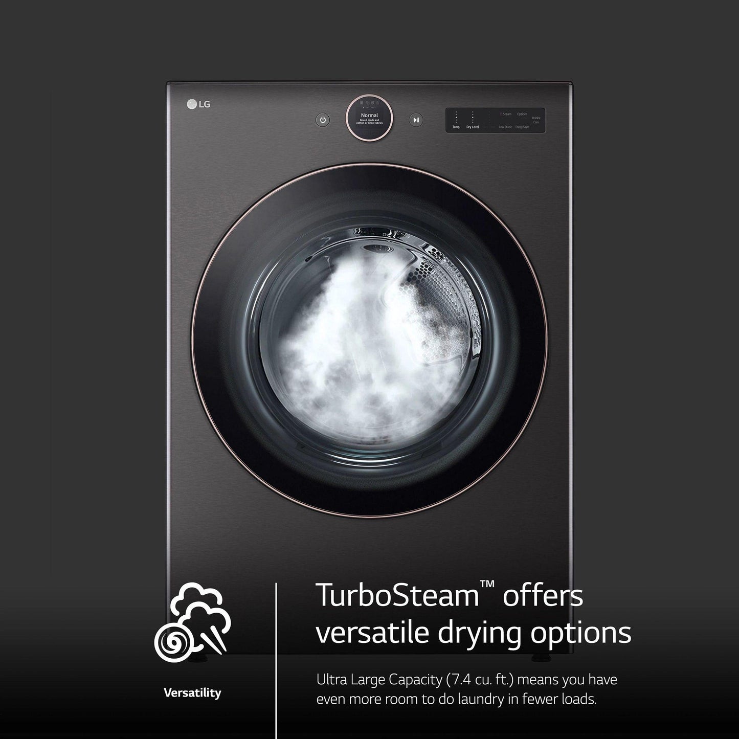 LG DLGX6501B 7.4 Cu. Ft. Ultra Large Capacity Smart Front Load Gas Dryer With SE...