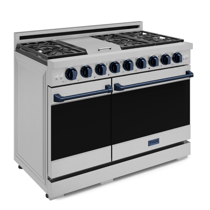 THOR KITCHEN RSG48ELPBLU 48 Inch Professional Lp Range With Tilt Panel Touch Control In STAI...