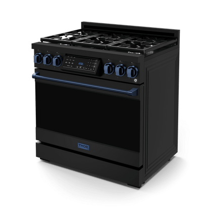 THOR KITCHEN RSG36BBLU 36 Inch Professional Gas Range With Tilt Panel Touch Control In STA...