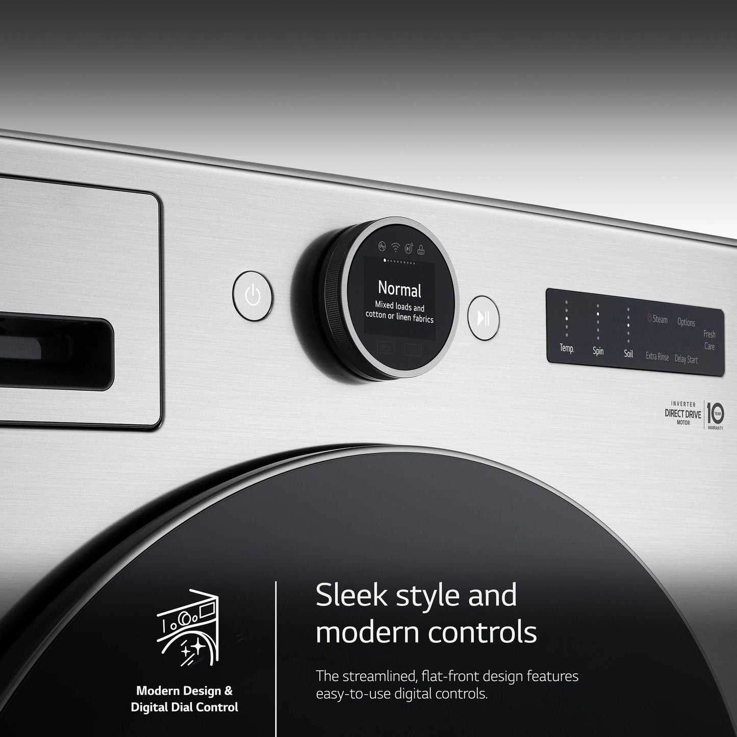 LG WM5500HVA 4.5 Cu. Ft. Capacity Smart Front Load Energy Star Washer With TURBO...