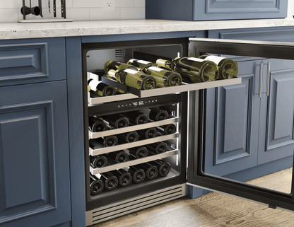 ZEPHYR PRPW24C02CG Presrv Pro Wine Cooler, 24in Under Cabinet, Ss+glass, Reverse Door, ...