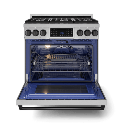 THOR KITCHEN RSG36BLK 36 Inch Professional Gas Range With Tilt Panel Touch Control In STA...