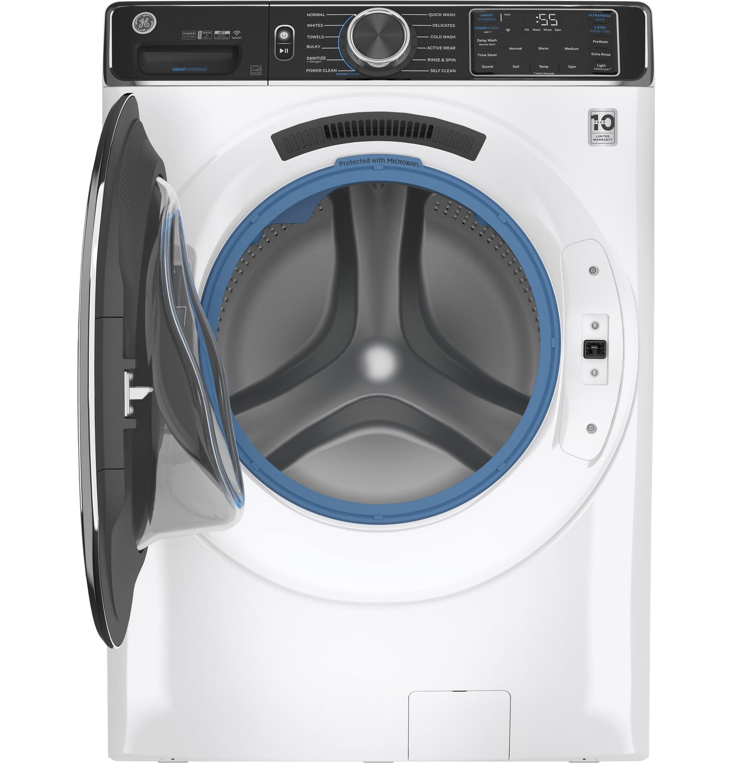 GE APPLIANCES GFW850SSNWW Ge 5.0 Cu. Ft. Capacity Smart Front Load Energy Star Steam WA...