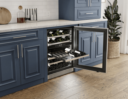 ZEPHYR PRPW24C02CG Presrv Pro Wine Cooler, 24in Under Cabinet, Ss+glass, Reverse Door, ...