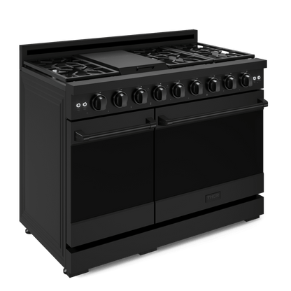THOR KITCHEN RSG48EBLP 48 Inch Professional Lp Range With Tilt Panel Touch Control In BLAC...