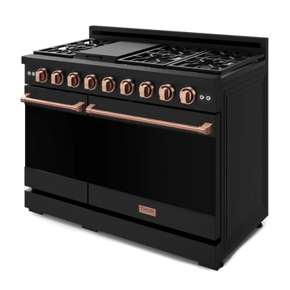 THOR KITCHEN RSG48EBRSG 48 Inch Professional Gas Range With Tilt Panel Touch Control In BLA...