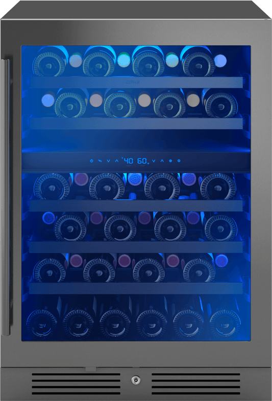 ZEPHYR PRW24C02CBSG Zephyr 24"" Black Stainless Dual Zone Wine Cooler