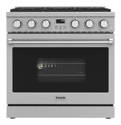 THOR KITCHEN ARG36LP 36 Inch Contemporary Professional Gas Range In Stainless Steel - LI...