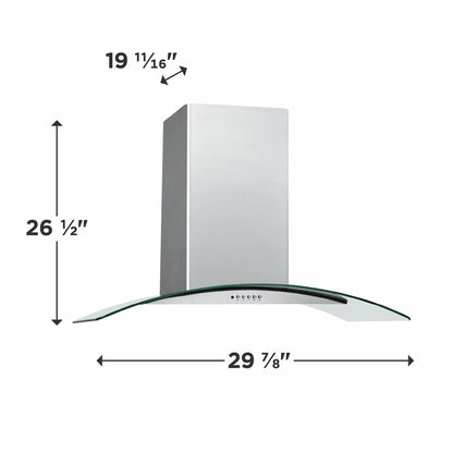 FRIGIDAIRE FHWC3060LS Frigidaire 30"" Glass Canopy Wall-mount Hood
