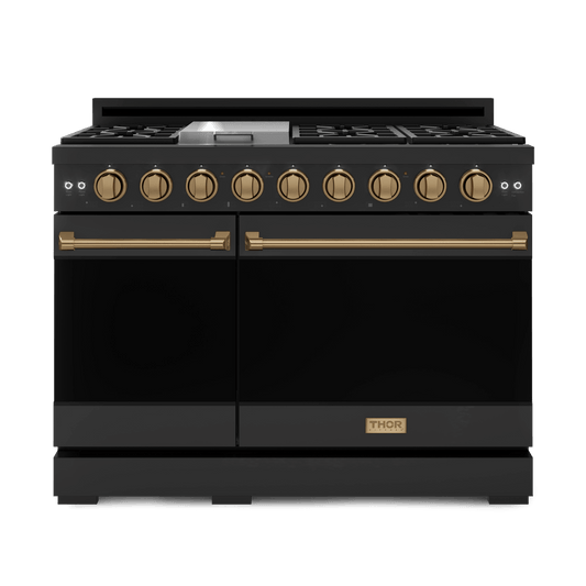 THOR KITCHEN RSG48EBLPBRZ 48 Inch Professional Lp Range With Tilt Panel Touch Control In BLAC...
