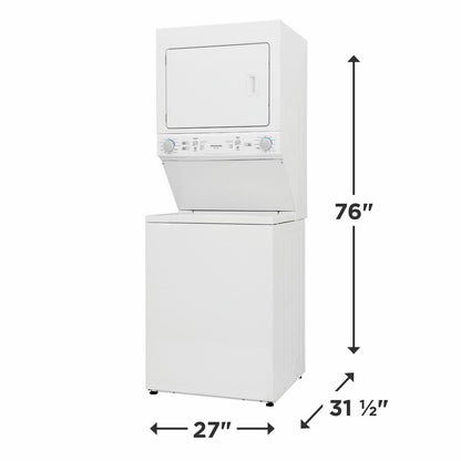 FRIGIDAIRE FLCE7523AW Frigidaire Electric Long Vent Stacked Laundry Center - 3.9 Cu. Ft W...