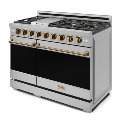 THOR KITCHEN RSG48ELPBRZ 48 Inch Professional Lp Range With Tilt Panel Touch Control In STAI...