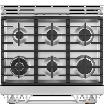 CAFE C2S900P2MS1 Cafe 30"" Slide-in Front Control Dual-fuel Convection Range WI...