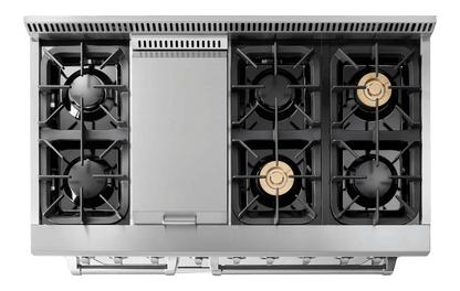 THOR KITCHEN HRD4803ULP 48 Inch Professional Dual Fuel Range In Stainless Steel - Liquid PR...