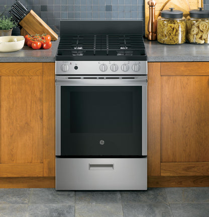 GE APPLIANCES JGAS640RMSS Ge 24"" Steam Clean Free-standing/slide-in Gas Range