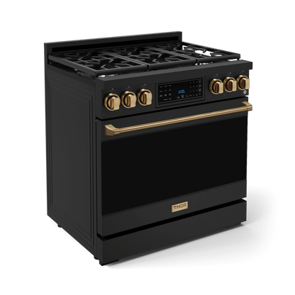 THOR KITCHEN RSG36BBRZ 36 Inch Professional Gas Range With Tilt Panel Touch Control In BLA...
