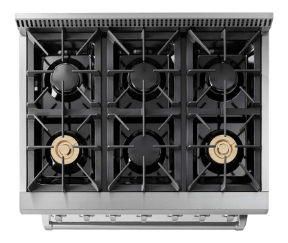 THOR KITCHEN HRG3618ULP 36 Inch Professional Gas Range In Stainless Steel - Liquid Propane