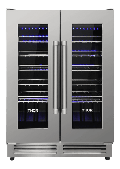 THOR KITCHEN TWC2402 Thor Kitchen 42 Bottle Dual Zone French Door Built-in Wine Cooler