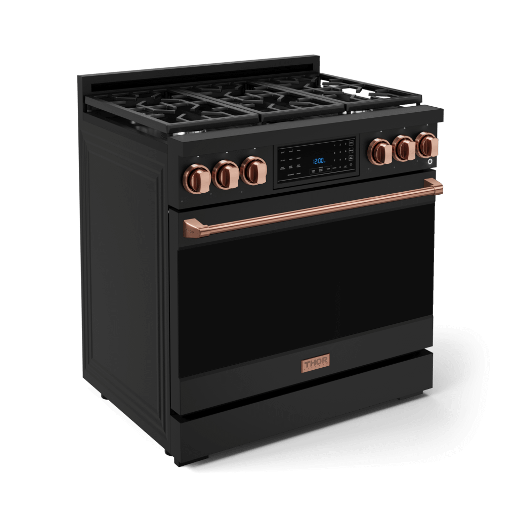 THOR KITCHEN RSG36BRSG 36 Inch Professional Gas Range With Tilt Panel Touch Control In BLA...