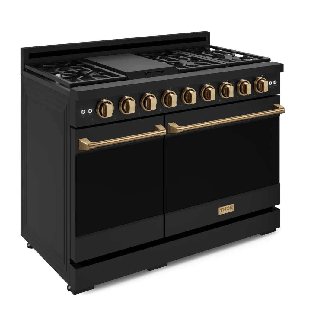 THOR KITCHEN RSG48EBLPBRZ 48 Inch Professional Lp Range With Tilt Panel Touch Control In BLAC...