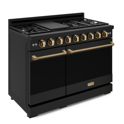 THOR KITCHEN RSG48EBLPBRZ 48 Inch Professional Lp Range With Tilt Panel Touch Control In BLAC...