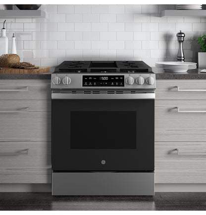 GE APPLIANCES GGS500SVSS Ge 30"" Slide-in Front Control Gas Range With Crisp Mode
