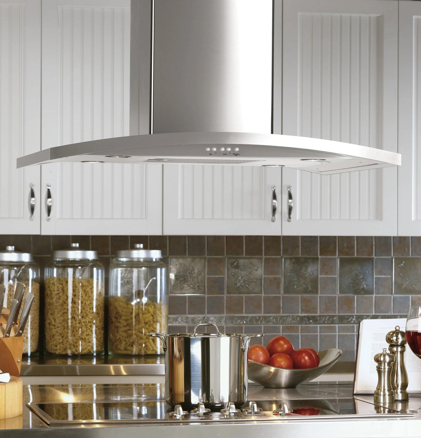 GE APPLIANCES UVI7361SWSS GE Appliances 36"" Island-mount Chimney Hood