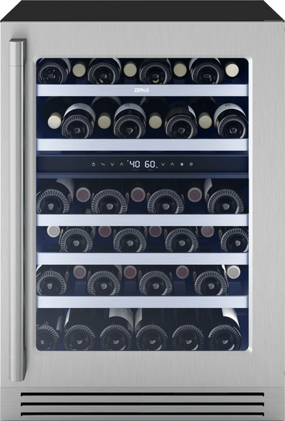 ZEPHYR PRPW24C02CG Presrv Pro Wine Cooler, 24in Under Cabinet, Ss+glass, Reverse Door, ...